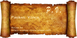 Paskes Vince névjegykártya